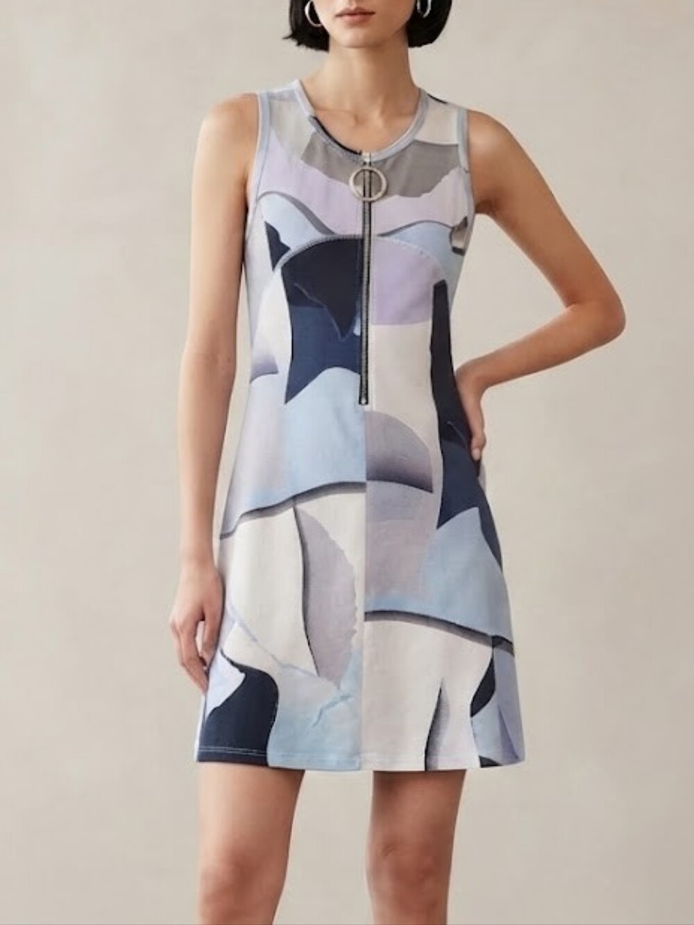 Kenzo Abstract Print Shift Dress in Blue Size XS